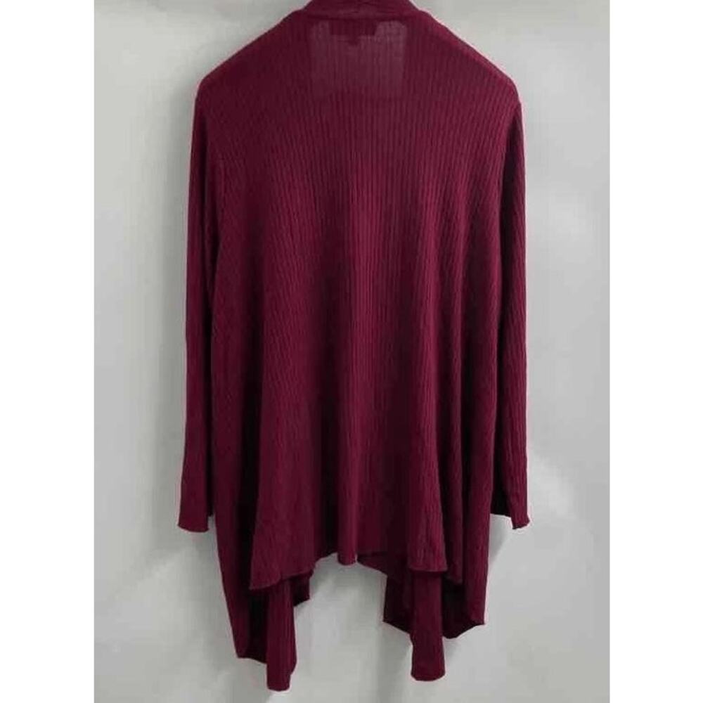 NWT Context Lord & Taylor Womens Burgundy Ribbed Waterfall Cardigan Sweater 2X - Picture 2 of 6